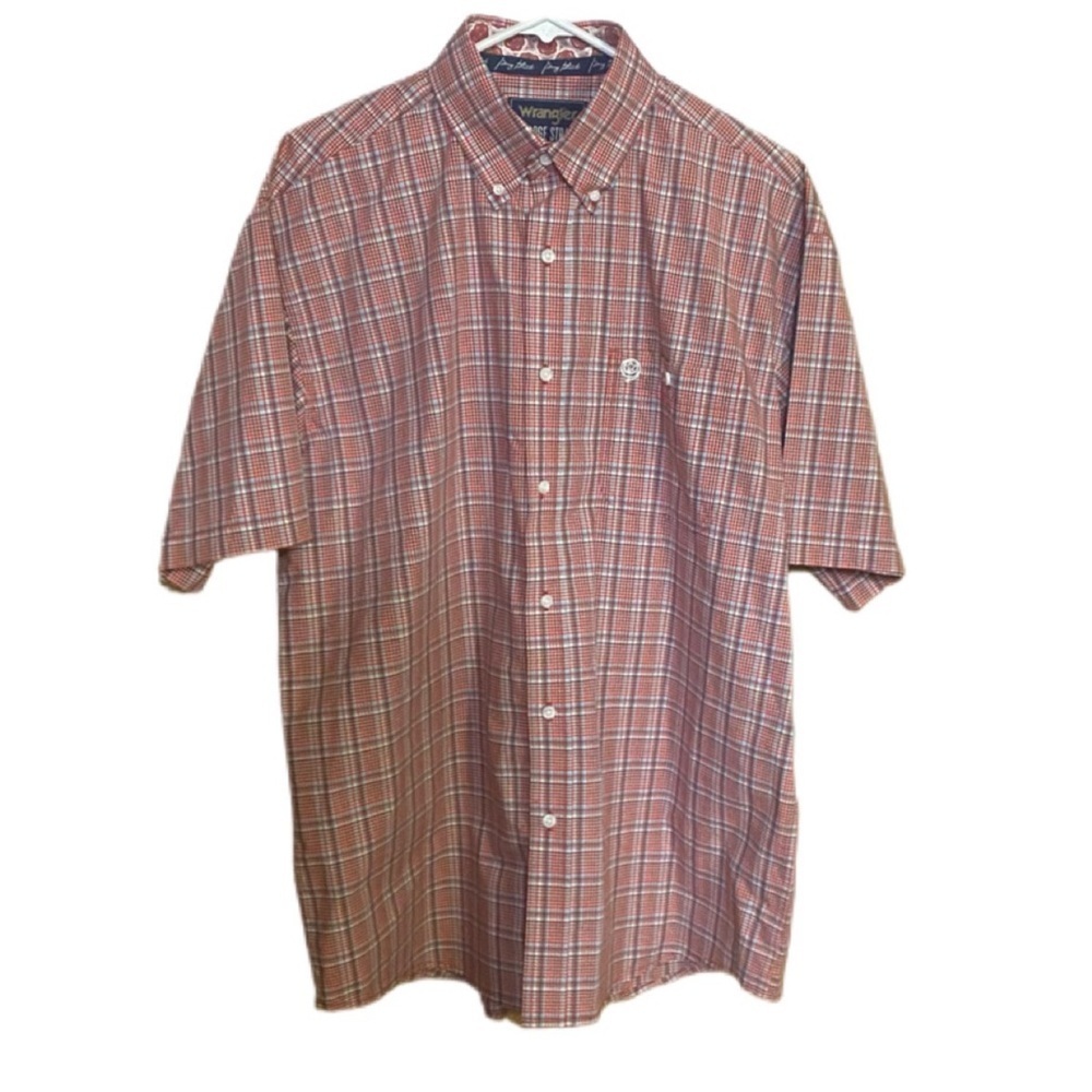 Wrangler George Straight Men’s Plaid Western Short Sleeve Button Down Shirt Sz L